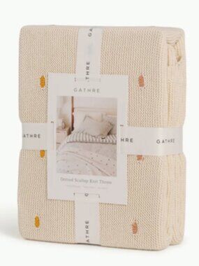 Closeout: NWT Dotted GATHRE Scallop Knit Throw
